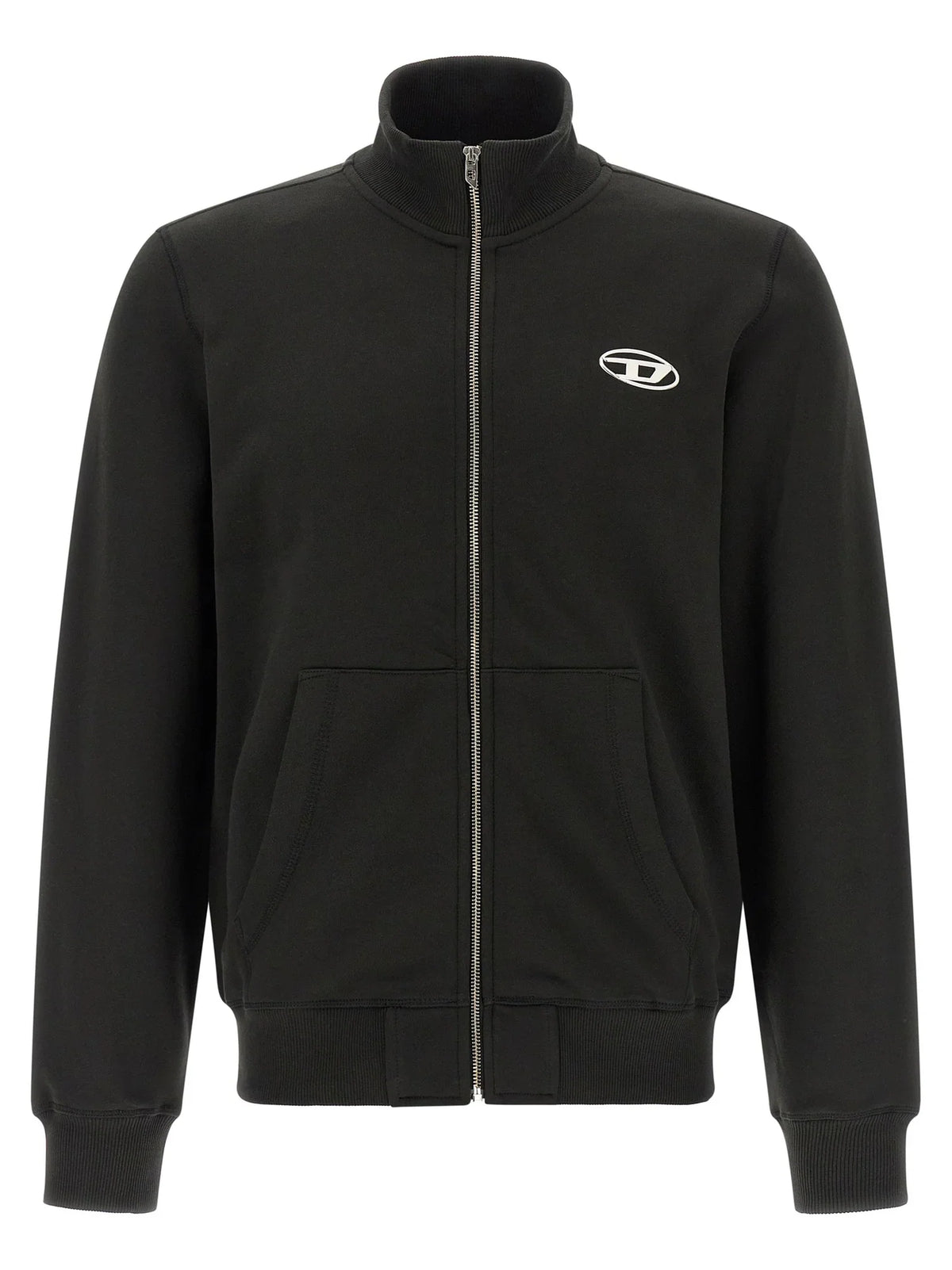 Diesel Logo-Embroidered Cotton Sweatshirt — Black