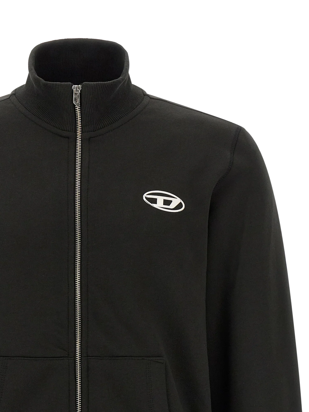 Diesel Logo-Embroidered Cotton Sweatshirt — Black